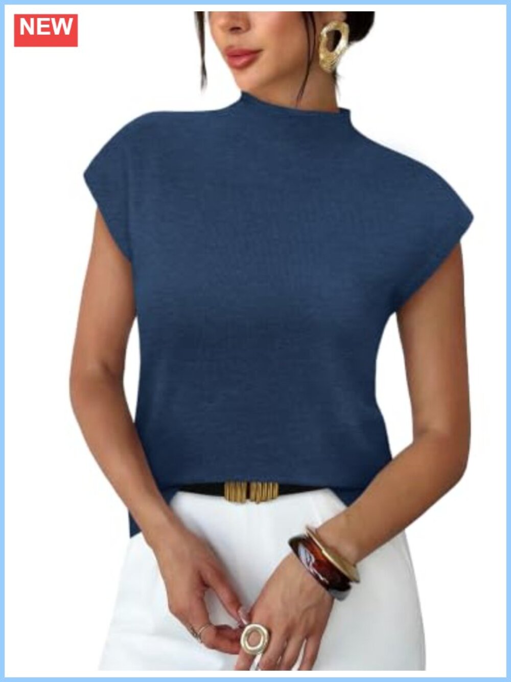 Short Sleeve Mock Neck Sweater Lightweight Knit Pullover Top for Work Casual